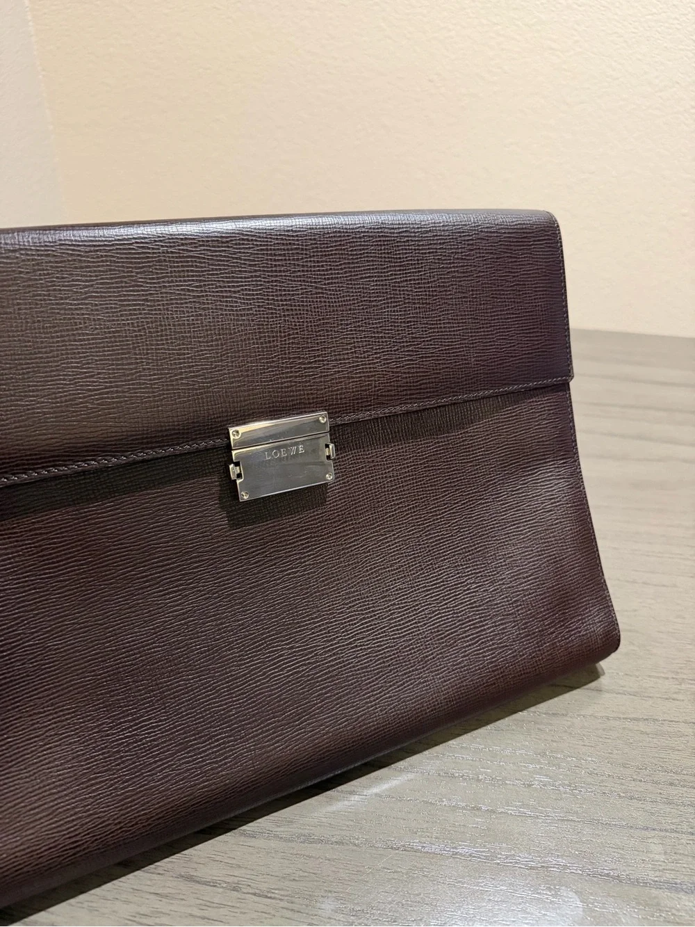 Loewe Brown Leather Envelope Clutch